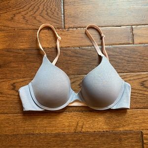 Victoria’s Secret Uplift Semi Demi Light Blue Grey Bra Size 32B